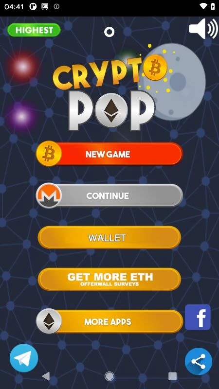CryptoPop gameplay screenshot showing crypto coins to pop